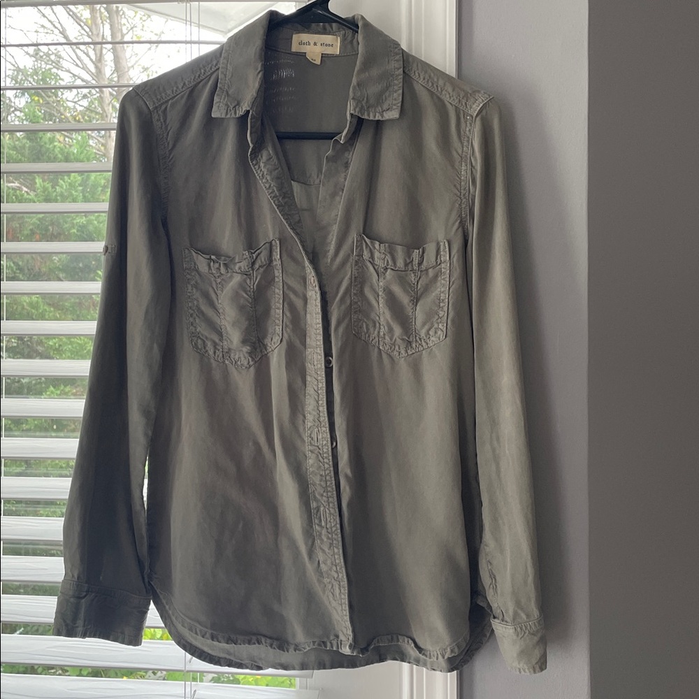 Gray Button-Up Shirt Anthropologie